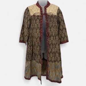 April Cornell XXS Cotton Lace Boho Tie Front Duster Peasant Cottagecore Cardigan
